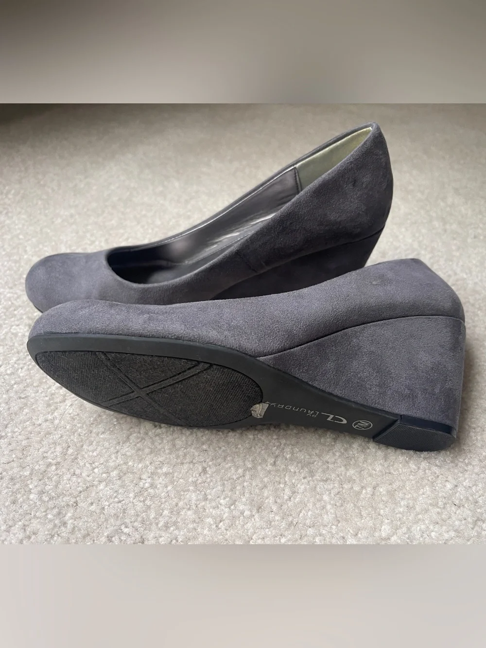 CL by Laundry Gray Suede Wedge Pumps